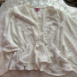 Mi Ami White Bohemian V-Neck Blouse